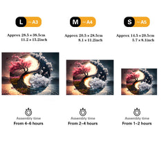Puzzle en bois créatif Yin Yang soleil, lune, arbre de vie, décoré à la main, amusant pour explorer les puzzle, jouets éducatifs, cadeau d'anniversaire