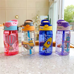 Bouteilles d'eau pour enfants de 480Ml, gobelets d'alimentation créatifs de dessin animé avec pailles et couvercles, anti-déversement, portables pour tout-petits
