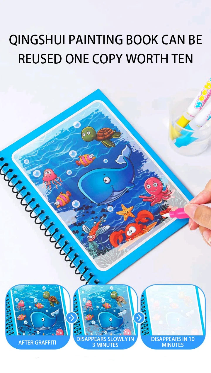 Jouets d'éducation précoce pour enfants, livre magique avec stylo, dessin à l'eau, jouets Montessori, livre de coloriage réutilisable, livre de dessin magique