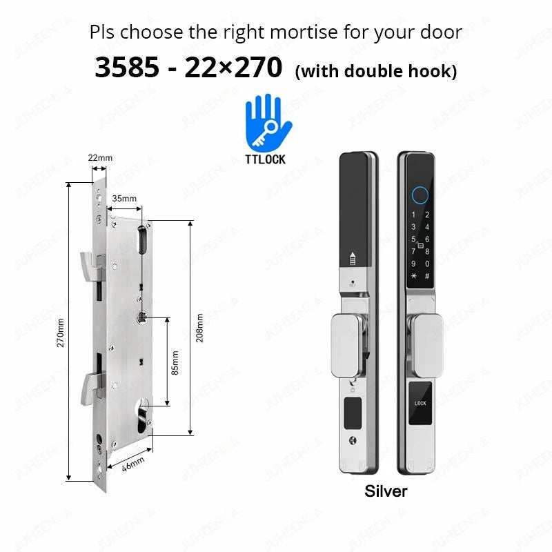 Serrure intelligente pour porte coulissante étanche, application TTLock Alexa, Code numérique par empreinte digitale, carte RFID, Anti-serrure électronique en verre d'aluminium