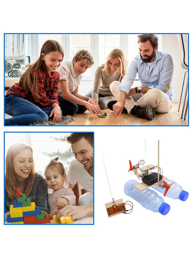 Kit de jouets éducatifs à monter soi-même, jouets scientifiques, télécommande, modèle de bateau à vent, cadeaux pour enfants (sans bouteilles)