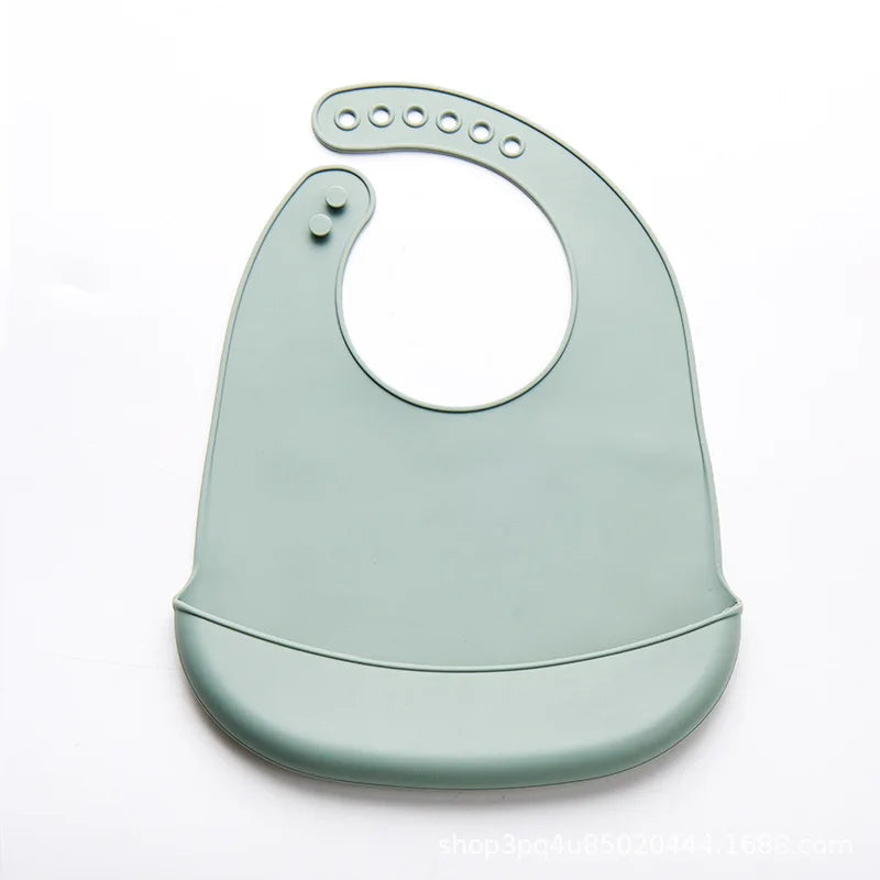 Bavoirs imperméables en Silicone pour bébés, couleur unie, réglage à 6 vitesses, poche de salive, tissus à roter pour enfants, accessoires pour nouveau-nés