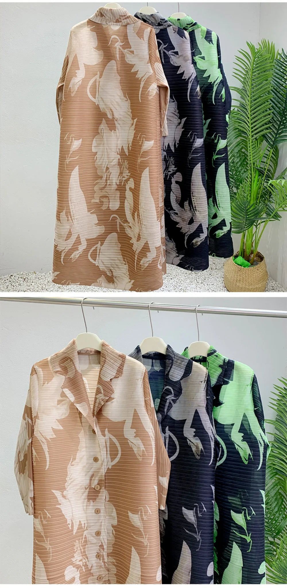 Robe imprimée à col en v pour maman, nouvelle mode d'âge moyen et âgée, manches sept-quarts, jupe plissée verte X, printemps 2025