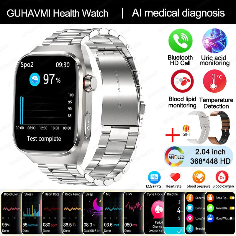 2025 nouvelle montre intelligente ECG femmes BT appel fréquence cardiaque lipides sanguins acide uricique moniteur de santé montres AI voix 650mAh sport Smartwatch