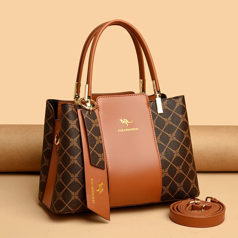 Sac à main de luxe imprimé grande capacité en cuir souple pour femmes, sac à bandoulière de loisirs de styliste pour dames