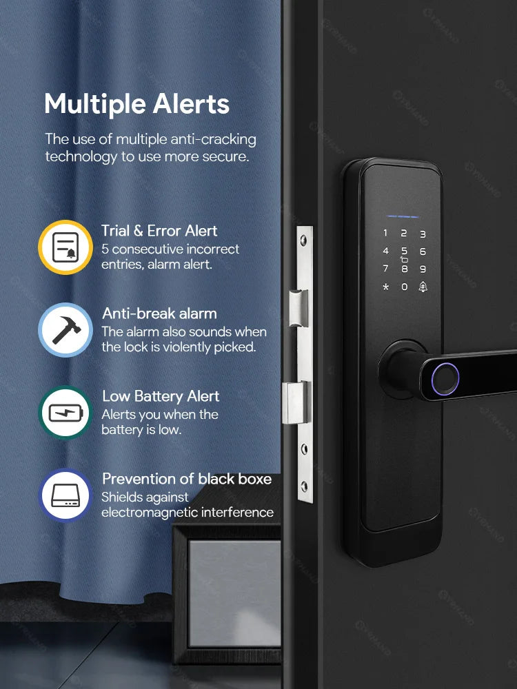Serrure à empreintes digitales, étanche, Wifi, télécommande, Bluetooth, TTLock, carte d'application, Code numérique, serrure de porte intelligente électronique sans clé