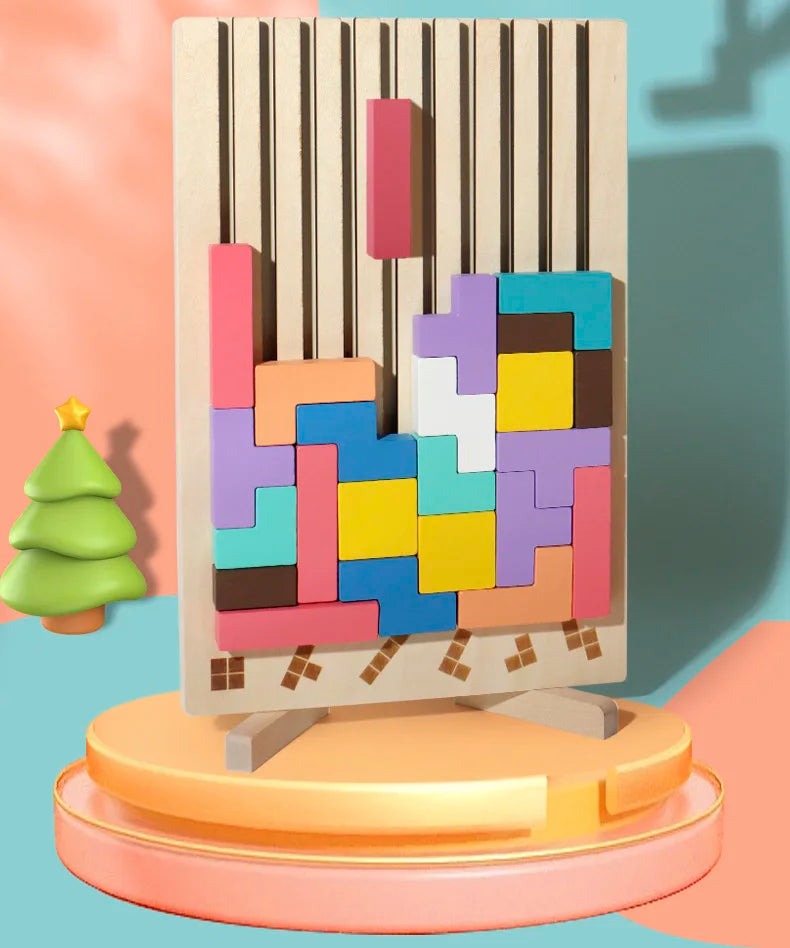 Blocs russes 3D en bois, Puzzle, casse-tête, jouet Tangram, Intelligence, blocs colorés, éducatifs Montessori