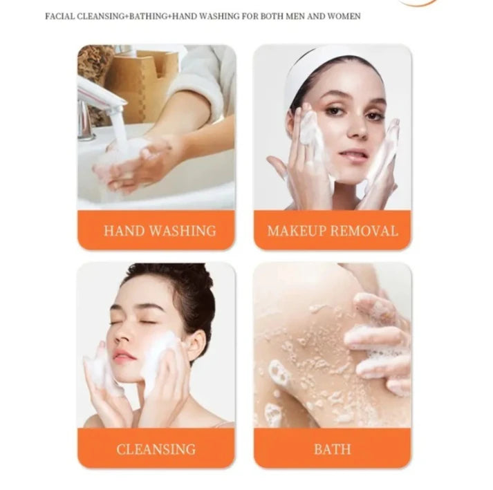 100g de savon à l'acide kojique avec vitamine C, curcuma, rétinol, beurre de karité, vitamine E, acide kojique pour nettoyer et nourrir les peaux