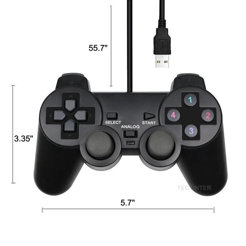 Manette de jeu filaire USB pour WinXP/Win7/Win8/Win10, Joypad pour PC Windows, ordinateur portable, Joystick de jeu noir