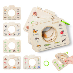 Livre en bois Montessori, jouets éducatifs, animaux d'extérieur, plantes, Puzzle cognitif, jouets pour enfants de 0 à 12 mois