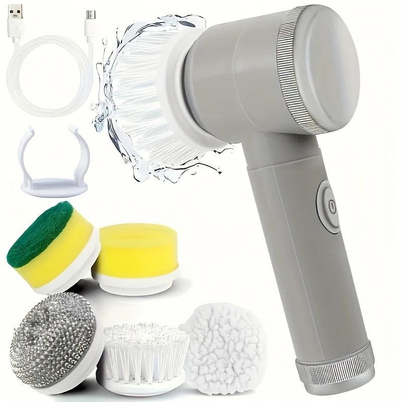 Épurateur électrique à rotation pour le nettoyage de la salle de bain et de la cuisine! Avec 5 têtes de brosse de nettoyage électriques idéales pour baignoire, évier de fenêtre de carrelage