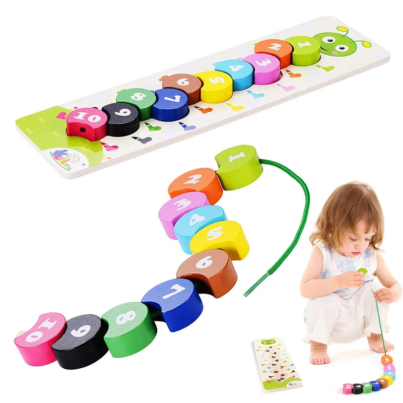 Jouets de laçage en bois pour les tout-petits, Puzzle, activités préscolaires, motricité Fine, jeux éducatifs précoces pour enfants