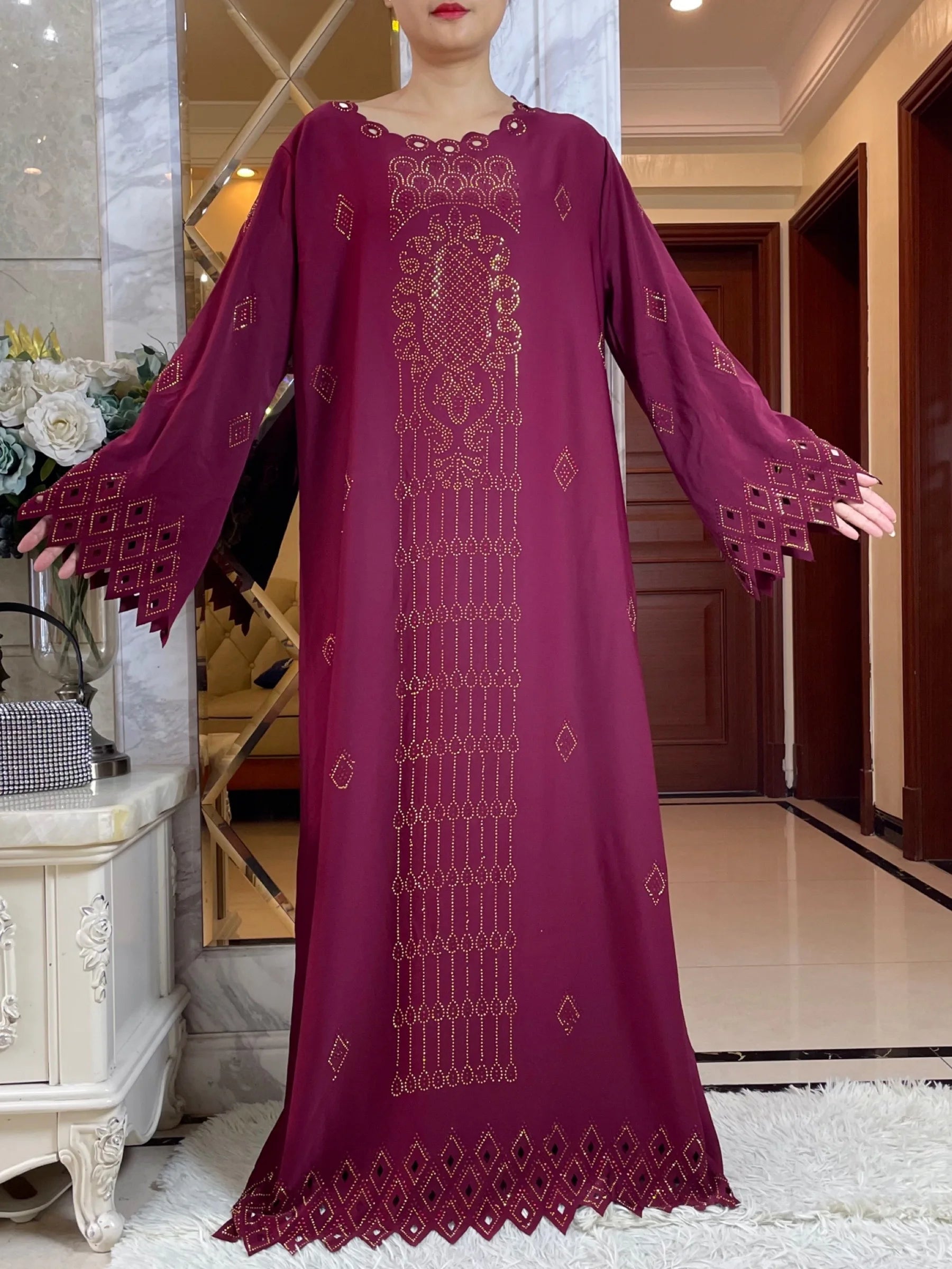 2024 mode diamants conception creuse Abaya Ramadan Eid fermé longue Abaya dubaï femmes robe musulmane modeste vêtements islamiques