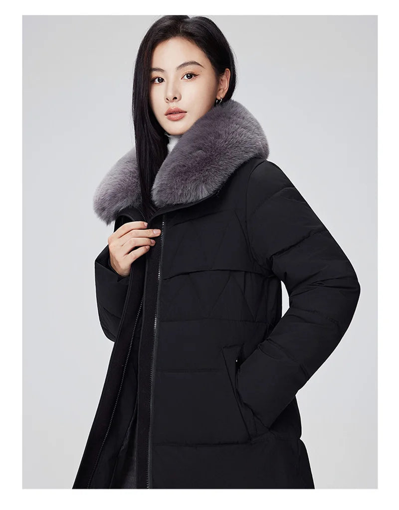 Parka d'hiver à col en fourrure pour femme, veste x-longue rembourrée en coton, manteau épais et chaud, Streetwear avec ceintures, vêtements d'extérieur Slim, à la mode, 2025
