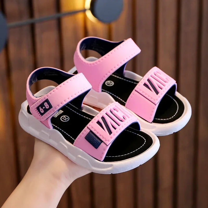 Sandales pour enfants étudiants chaussures antidérapantes simples généreux garçons filles sandales porter et hors facile fond souple enfants chaussures décontractées