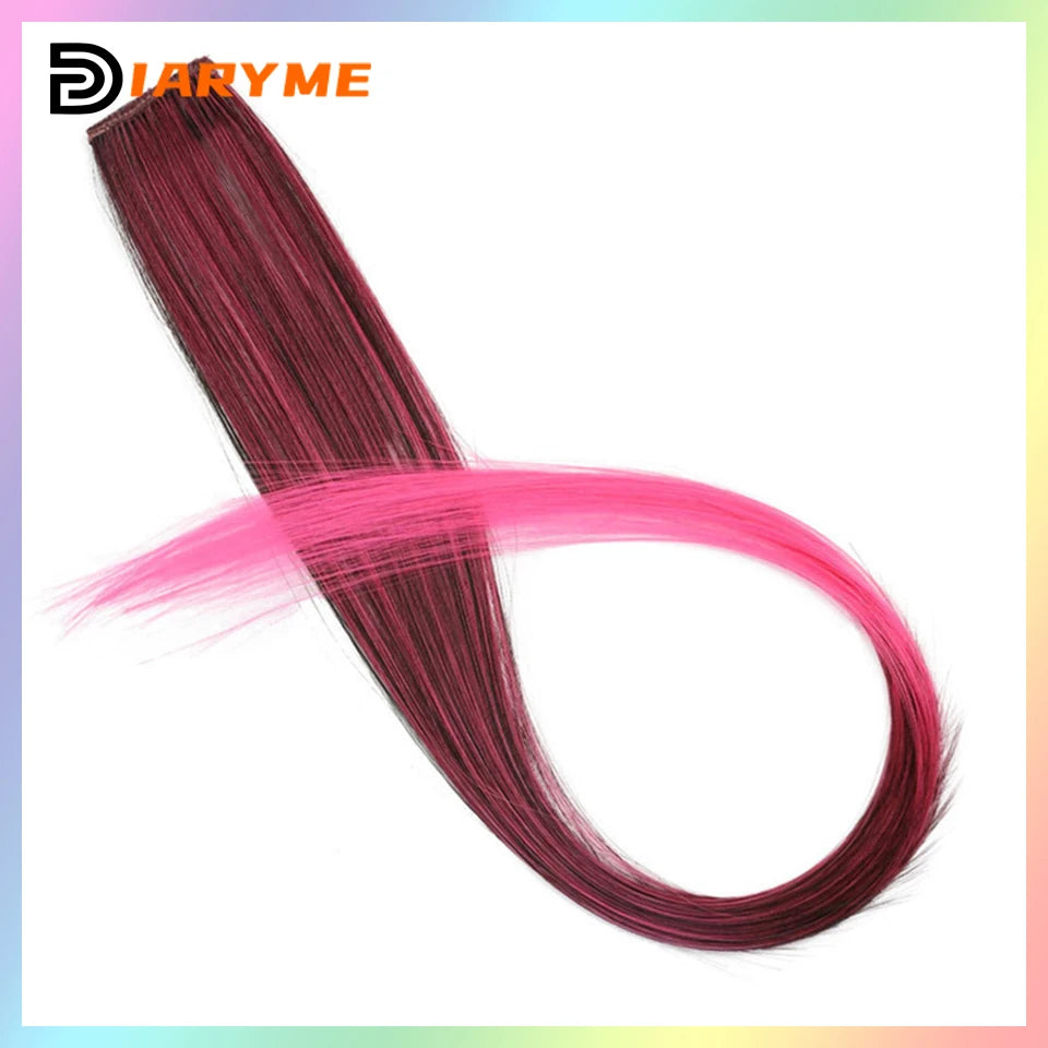 Colorful curly synthetic hair extensions for girls, long clip-in hairpiece, multicolored party strands, wig piece, for women and children