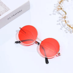 Lunettes de soleil à monture ronde rétro pour enfants, lunettes de protection UV400, verres noirs, roses, rouges, garçons, filles, enfants, mode, été, nouveau, 14mm