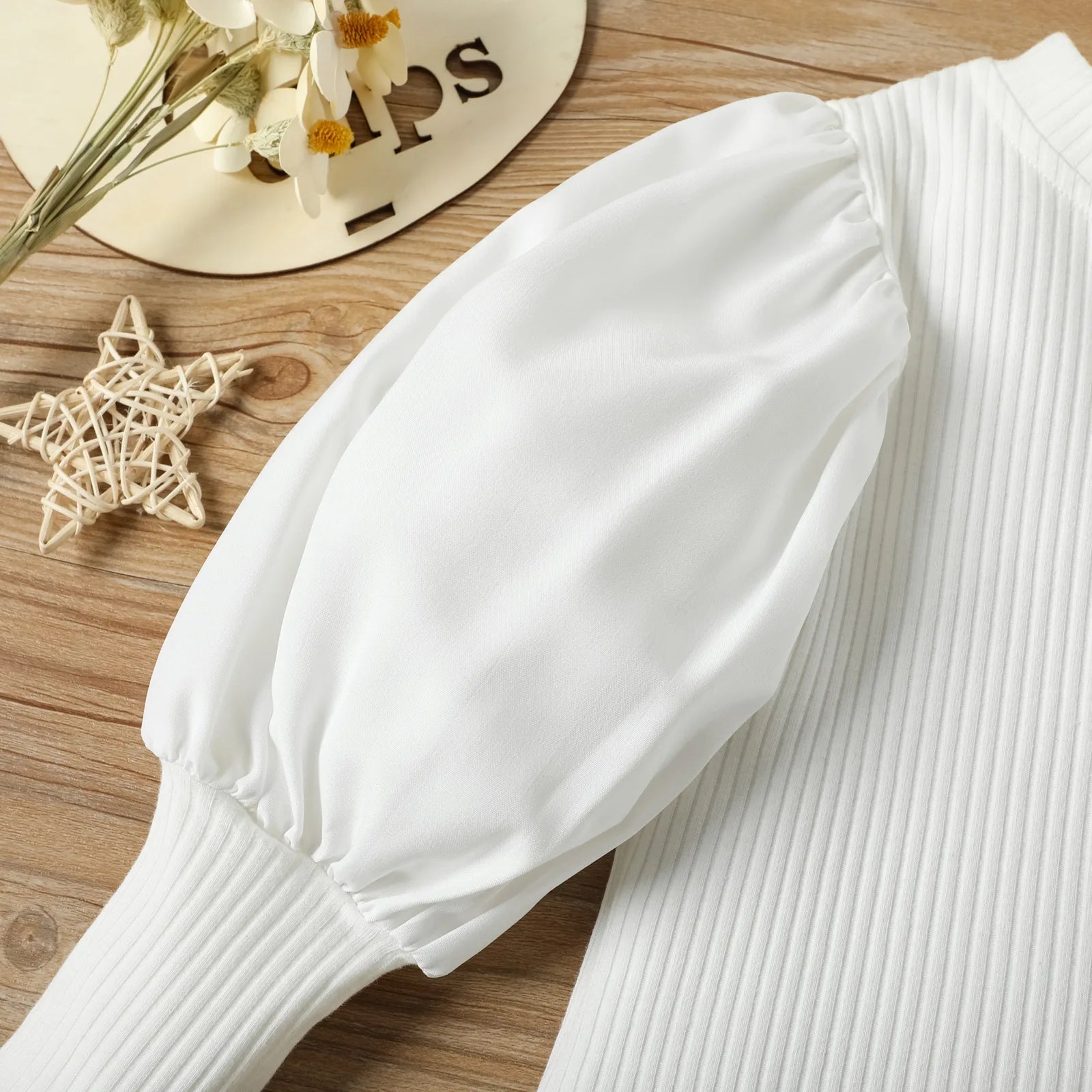 Ensemble de vêtements pour enfants filles, chemisier côtelé à manches longues bouffantes + pantalon en cuir PU avec ceinture, 2 pièces pour vêtements pour filles, taille 1 2 3 4 5 6