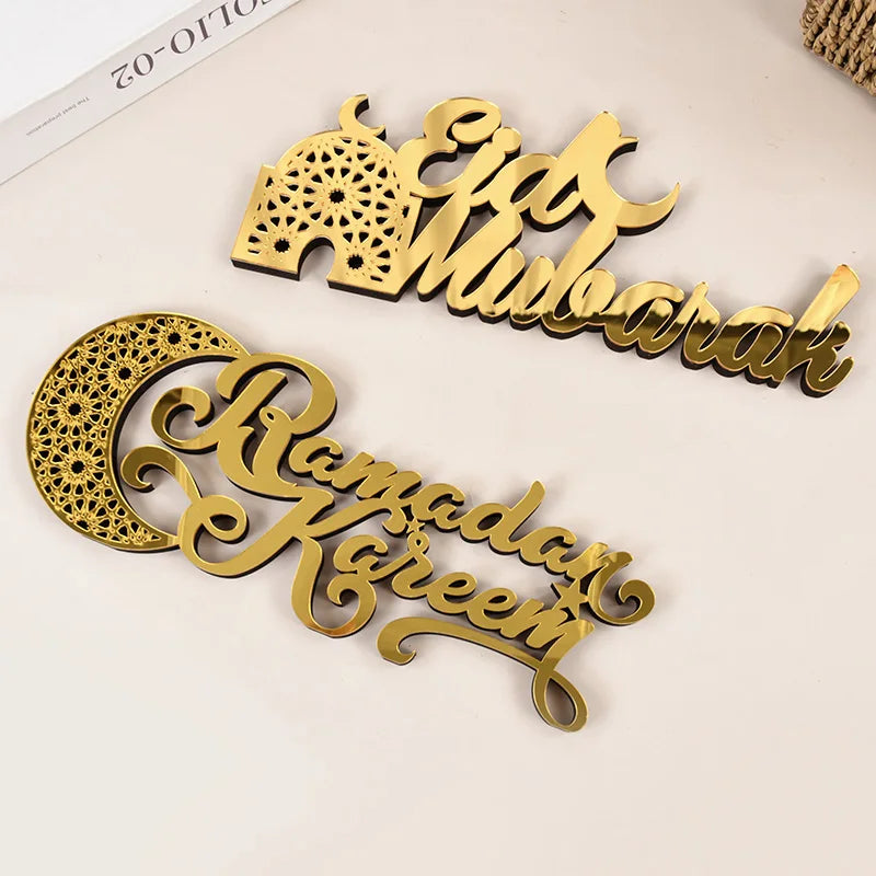 Ornement acrylique du Ramadan Mubarak 2025 Eid Mubarak Ramadan Kareem, décoration pour la maison, décor de fête musulmane islamique, cadeau Eid Al Adha