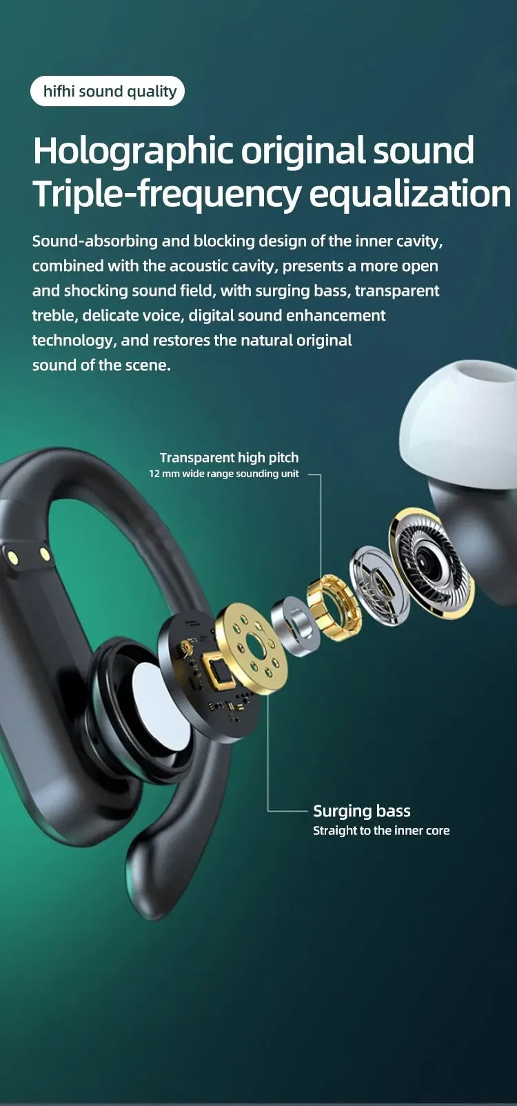 A520 Wireless Bluetooth Headphones, High-Quality Earplugs, Sweatproof, Touchscreen, Light-Up, Mini HD Stereo Sound Quality, Universal Headphones