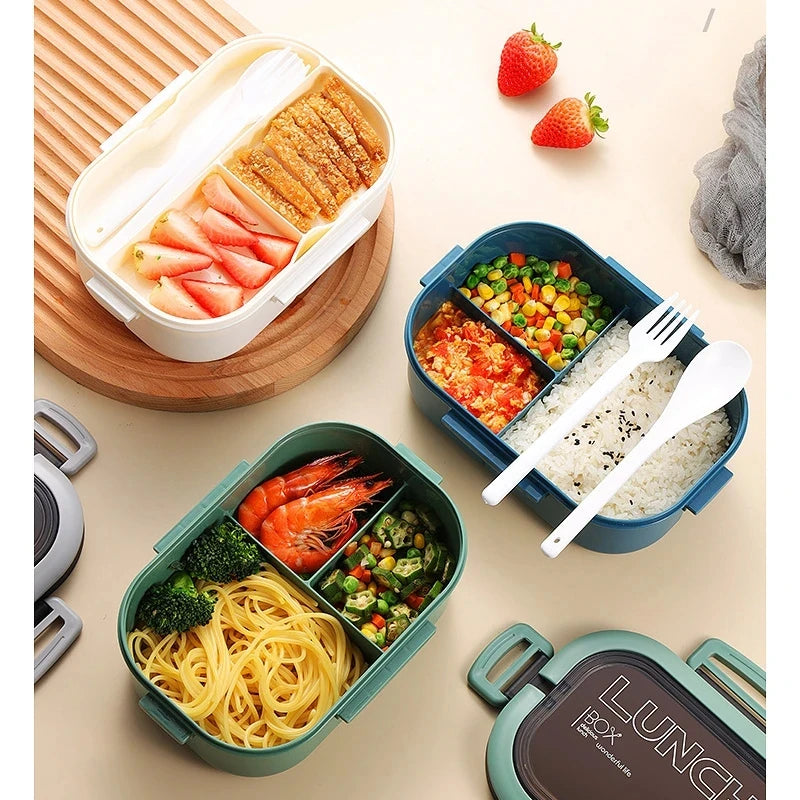 Boîte à déjeuner mignonne pour enfants, compartiments pour micro-ondes, Bento, école, Camping en plein air, pique-nique, récipient alimentaire Portable