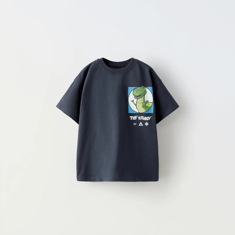ChimBrand-T-shirt à Manches Courtes et Col Ras du Cou pour Enfant, Vêtement à Motif de Dessin Animé, à la Mode, pour Garçon, pour Été
