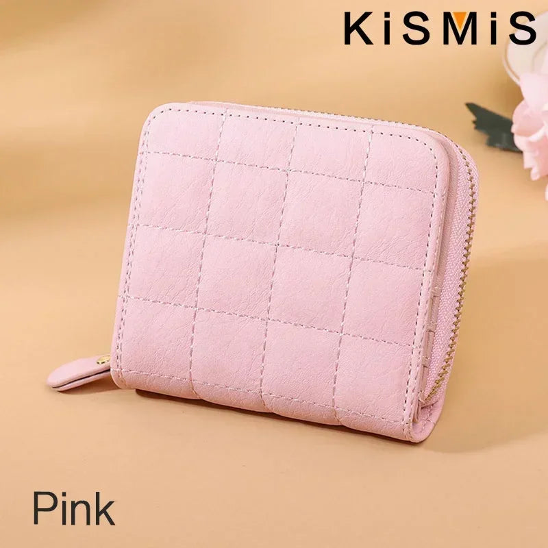Portefeuille en cuir rose pour femme, porte-monnaie Kawaii mignon, sac à main de créateur de luxe pour femme, petit porte-monnaie