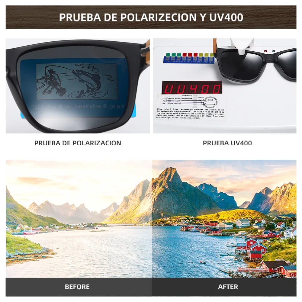 XSW-Lunettes de soleil polarisées faites à la main en bois de hêtre pour hommes, lunettes de soleil de conduite en plein air, charnière renforcée, design de marque, 5527
