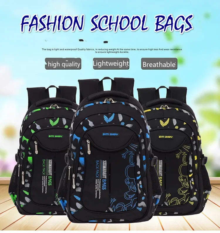 SR-Sac à Dos d'École Primaire Étanche pour Garçon, Cartable de Livres, Orth4WD