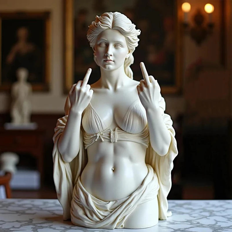 Statue de déesse de Vienne drôle en résine, Sculpture offensive du doigt du milieu, Figurines de bureau Medusa, nouveauté, cadeau artistique, décoration de maison