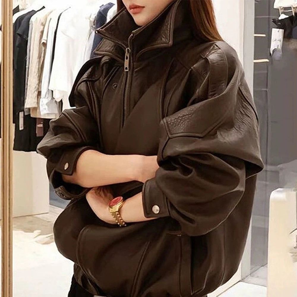 Vestes d'hiver pour femmes, marron, couleur unie, Design à revers français, manches longues, vestes décontractées intelligentes, basiques quotidiennes, 2025