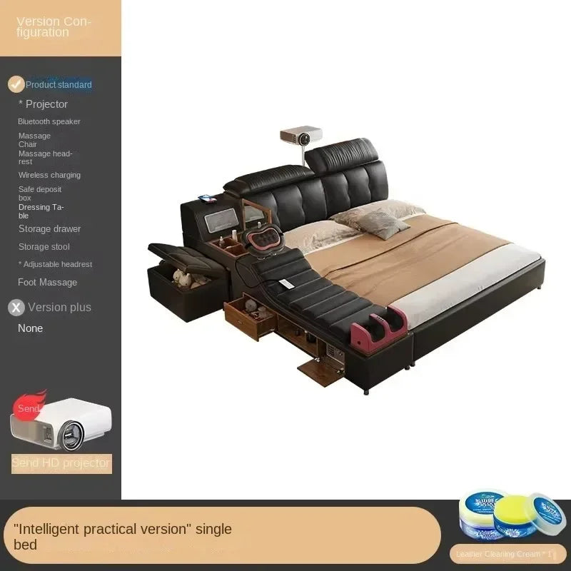 Lit Double moderne filles Design chambre intelligente reine King Size lit beauté dormir princesse cuir Cama salon Suite meubles