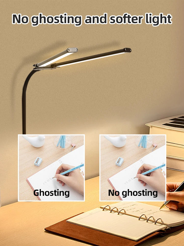 Lampes de bureau LED à double tête, lumière de moniteur d'ordinateur à intensité variable en continu, lampe de table USB pour étude de bureau, luminaire de lecture  lumiere bureau  lampe ecran ordinateur
