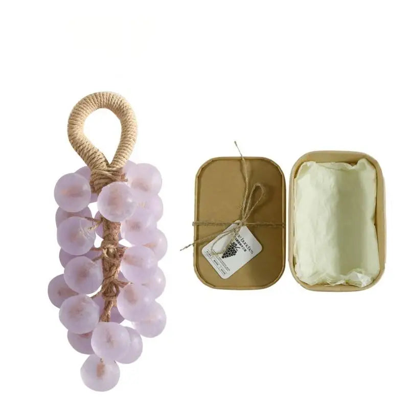 Barre de savon faite à la main, bouquets de raisin perlé, bain, lavage, nettoyage et boîte cadeau nourrissante, savon, Extraction de plantes, élimine la saleté douce