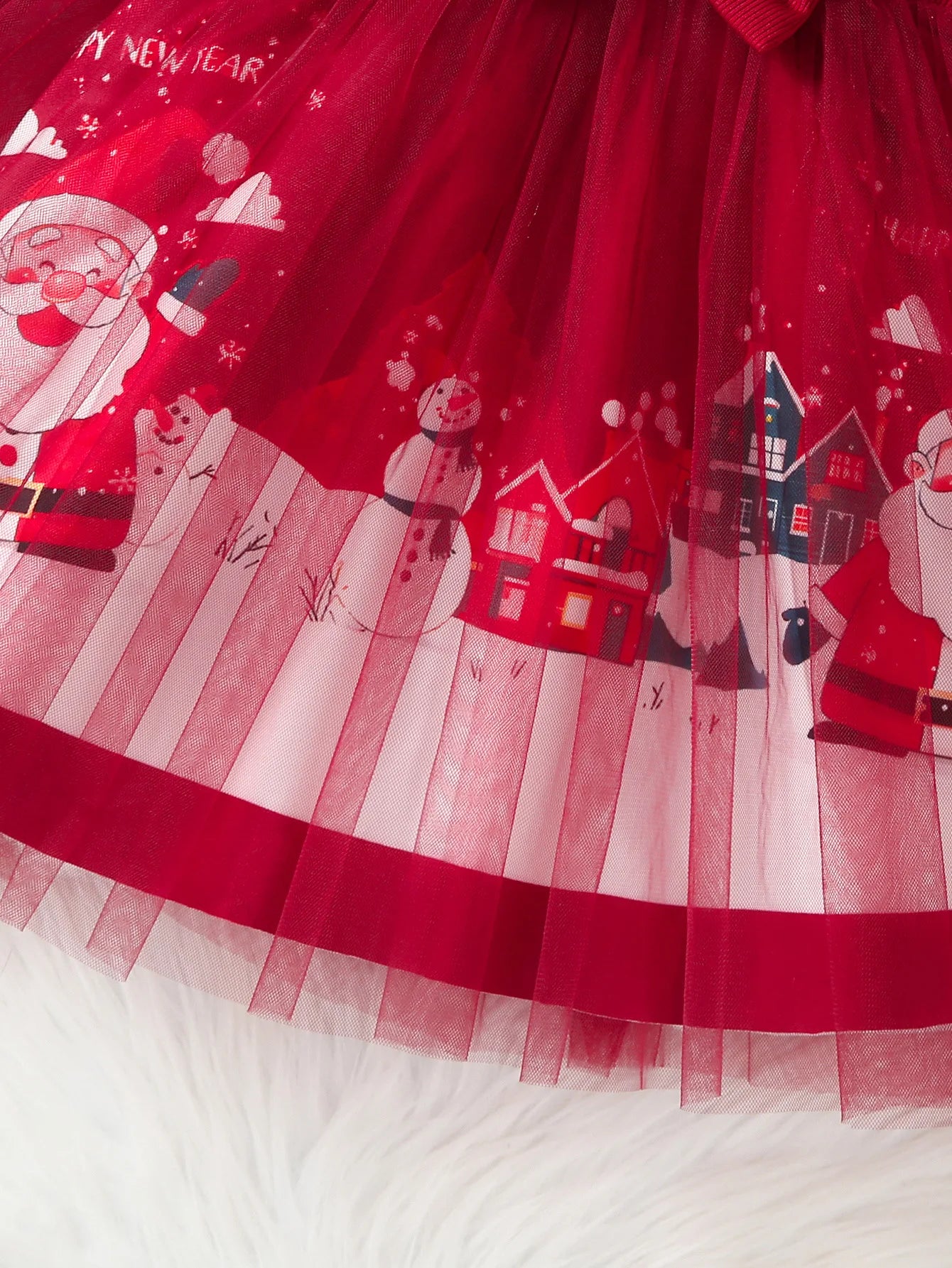 Robe de noël pour filles, tenue de princesse en Tulle à manches longues, imprimé père noël, robe de soirée pour enfants de 4 à 8 ans, automne hiver 2025