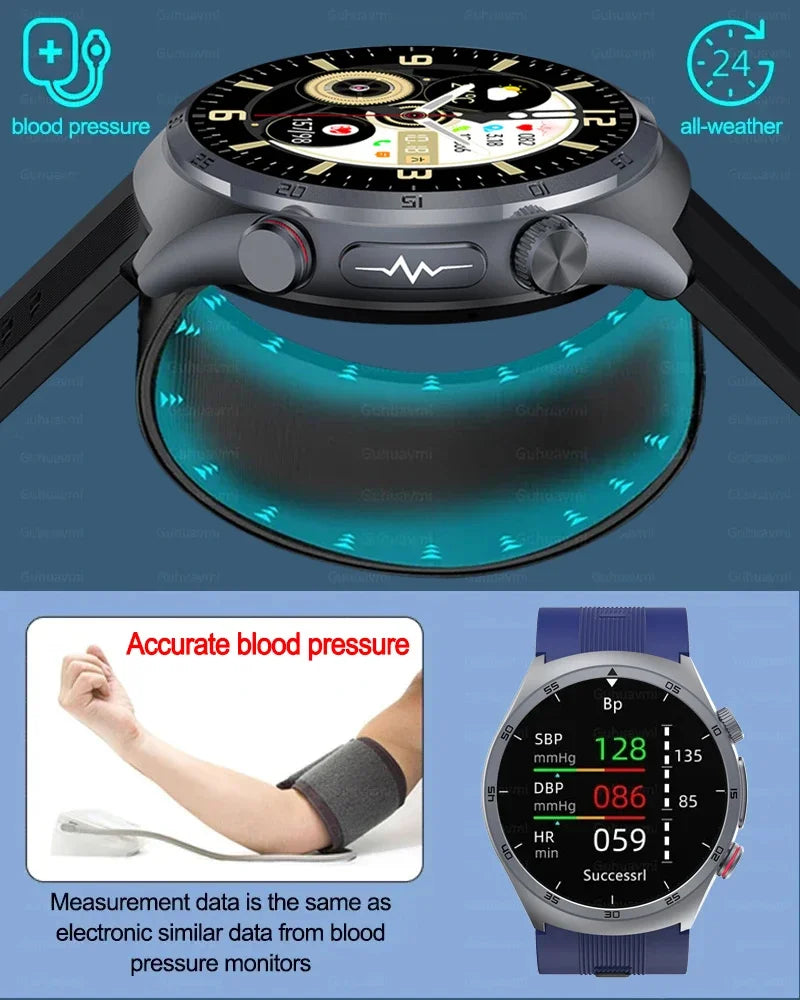 2025 santé montre intelligente NFC ECG pompe à Air pression artérielle oxygène sanguin ECG + PPG Bluetooth appel NFC montre intelligente pour hommes femmes Airbag