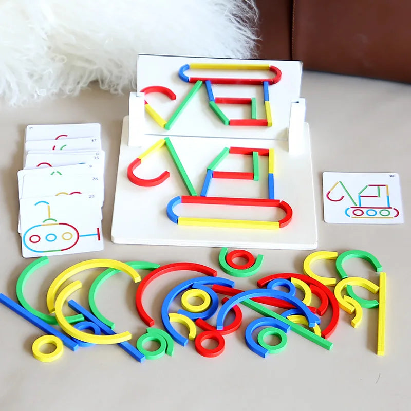 Jouets de puzzle pour l'éducation précoce des enfants, anneaux créatifs en bois, bâtons, puzzles, formation à la pensée logique abstraite, parent-enfant