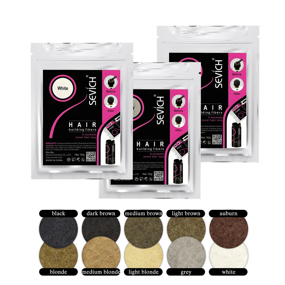 SEVICH fibre de cheveux 100g kératine fibre de cheveux poudre épaississante fibre de renforcement des cheveux Spray poudre de repousse instantanée perte de cheveux dissimuler