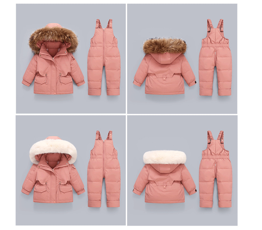 Ensembles de vêtements pour tout-petits, combinaisons de neige d'hiver pour bébés filles, doudounes chaudes, combinaisons à capuche en fourrure optique, combinaisons trempées, 0-3 ans