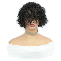 HairUGo-Perruques de cheveux humains bouclés pour femmes, entièrement fabriquées à la machine, document naturel, coupe lutin