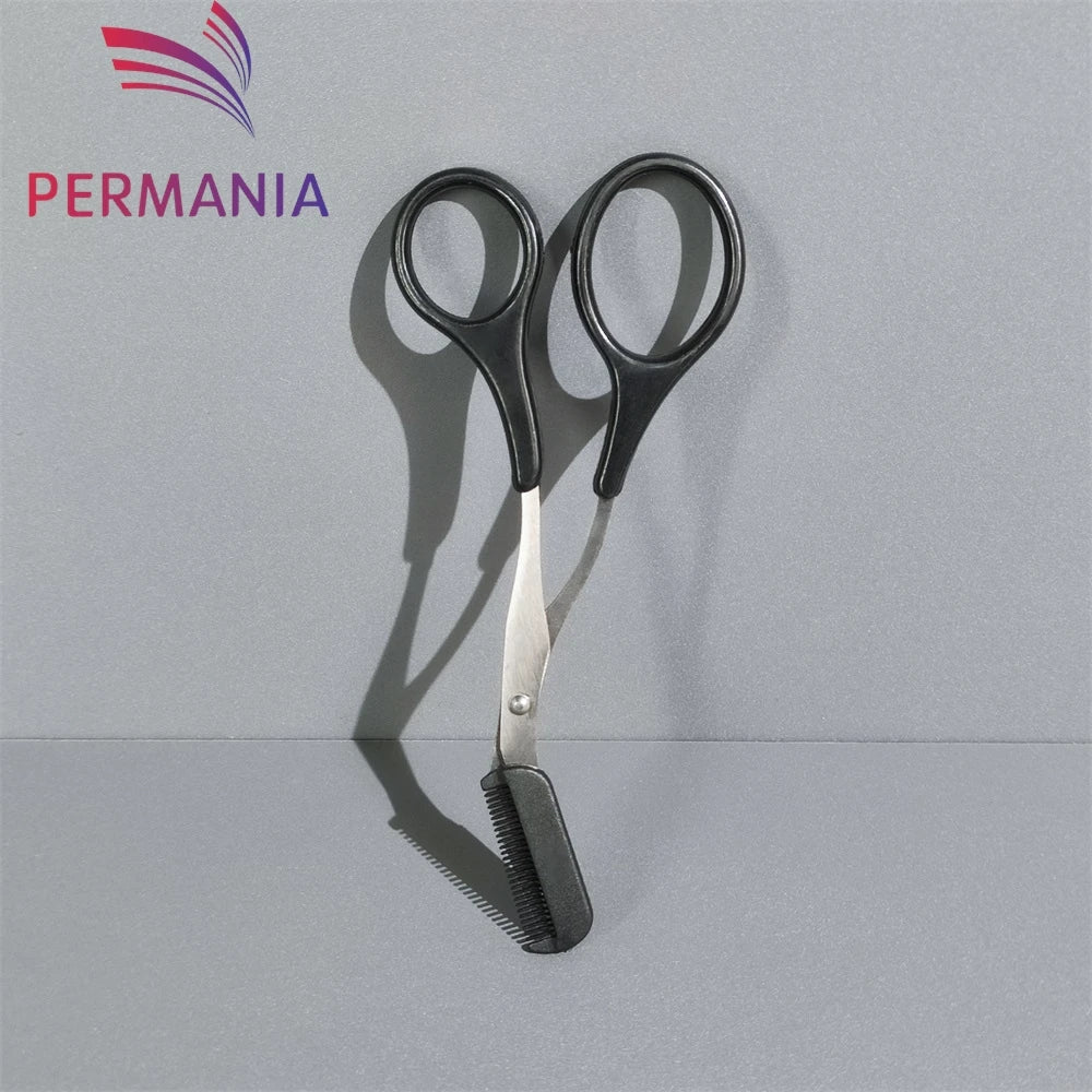 Eyebrow trimmer scissors with comb, for women and men, stainless steel safety scissors, facial shaver, makeup, beauty