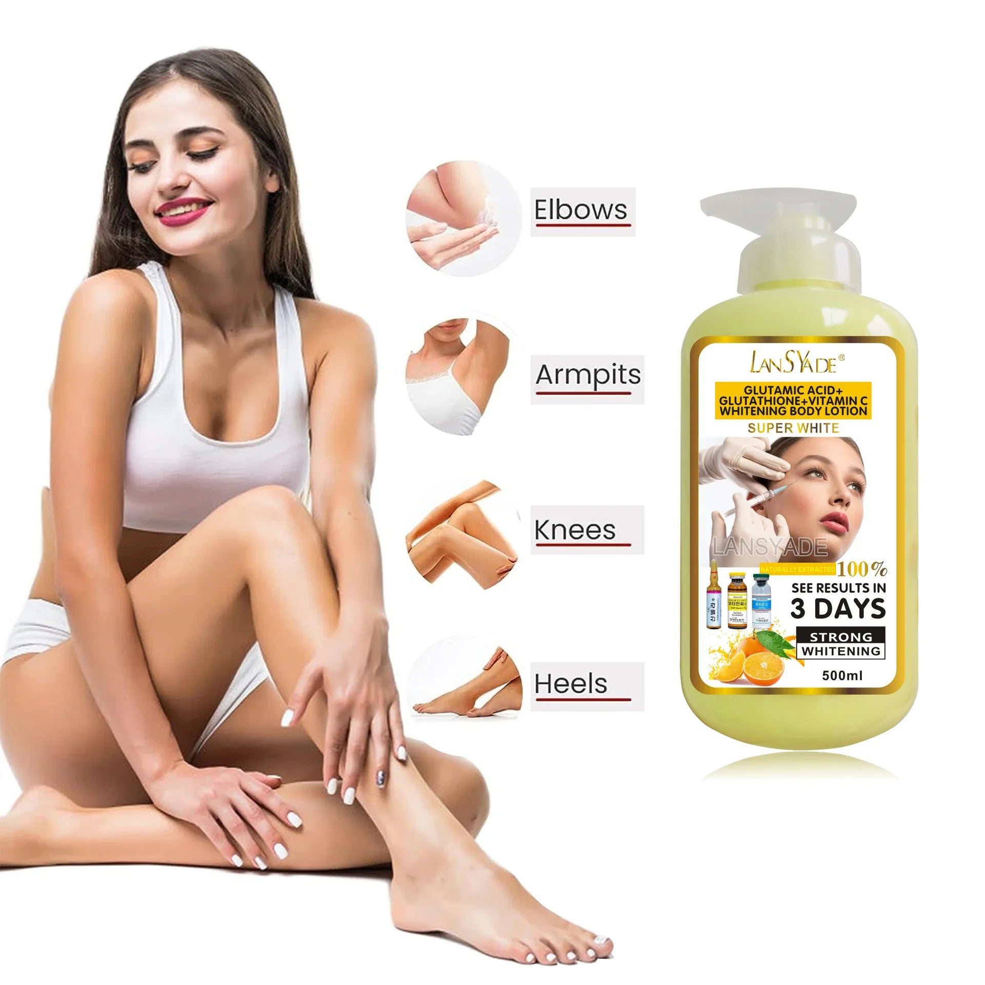 VC Glutathion Body Gratitude Facial Nourrissant, Raffermissant, Éclaircissant, Hydratant, Blanchissant, 500ml