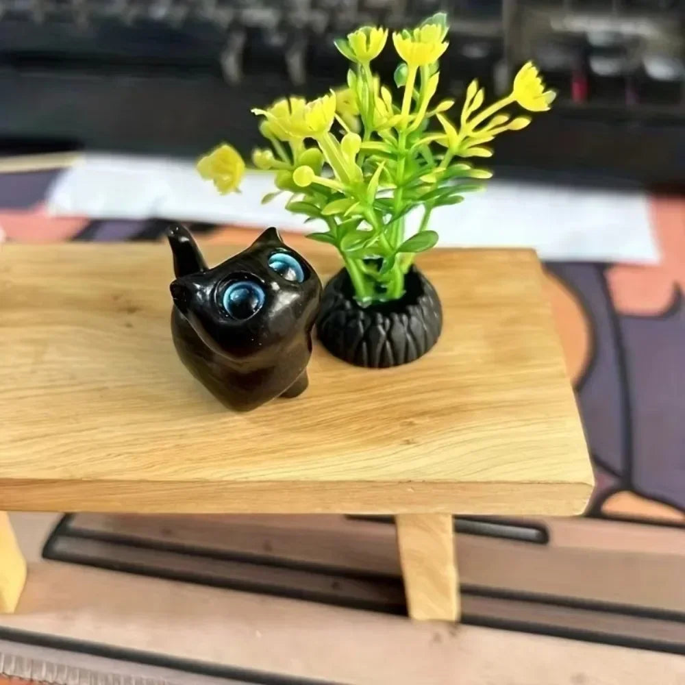 Cute handcrafted kitten figurine, miniature wooden cat, home decoration, cat event sculpture, souvenirs, home decor, ornament figurines