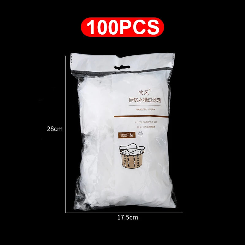 Disposable Sink Strainer Mesh Bags, 200/100/30 Pieces, Kitchen Sink Strainer, Drain Hole, Anti-Clogging Trash Bag, Cleaning Net