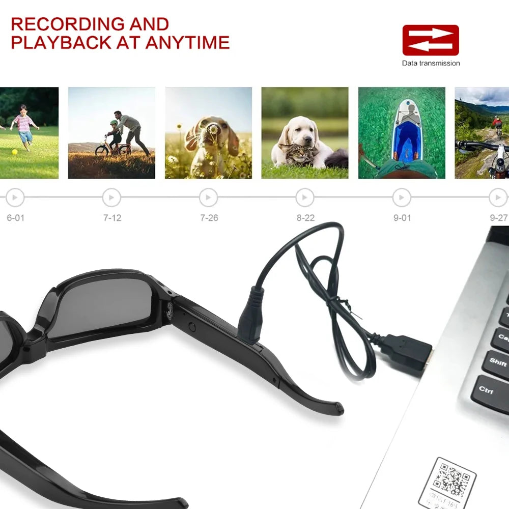 Mini caméra portable avec lunettes, enregistreur vidéo extérieur, prise de photos, cyclisme, contrôle à un bouton, HD, 1080P