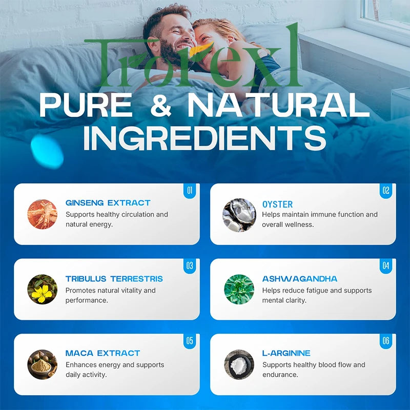 Pilules bleues naturelles d'huître et de Ginseng, supplément d'amélioration masculin, soutient l'énergie et l'endurance, 36 à 360 comprimés