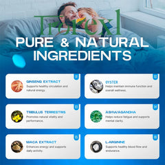 Pilules bleues naturelles d'huître et de Ginseng, supplément d'amélioration masculin, soutient l'énergie et l'endurance, 36 à 360 comprimés