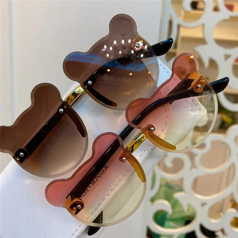 Lunettes de soleil en forme d'ours pour enfants, lunettes de soleil de dessin animé pour enfants, lunettes anti-absorbe ouissement pour garçons, lunettes de conducteur de lunettes de soleil carillon pour filles