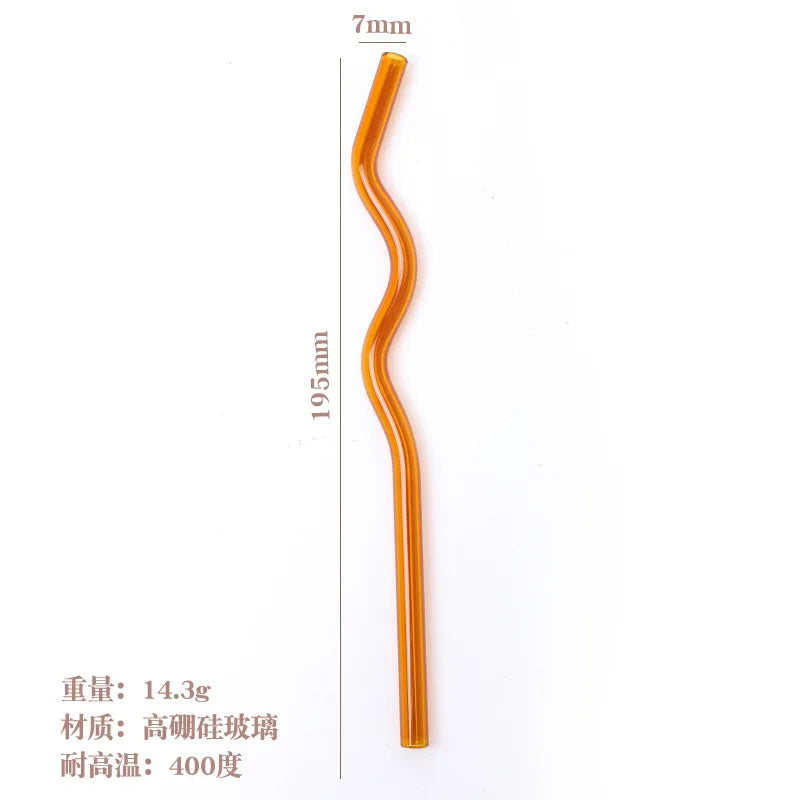 Pailles en Verre Réutilisables Ondulées Colorées Transparentes, Tube à Haute Teneur en Borosilicate, pour ix, Bar
