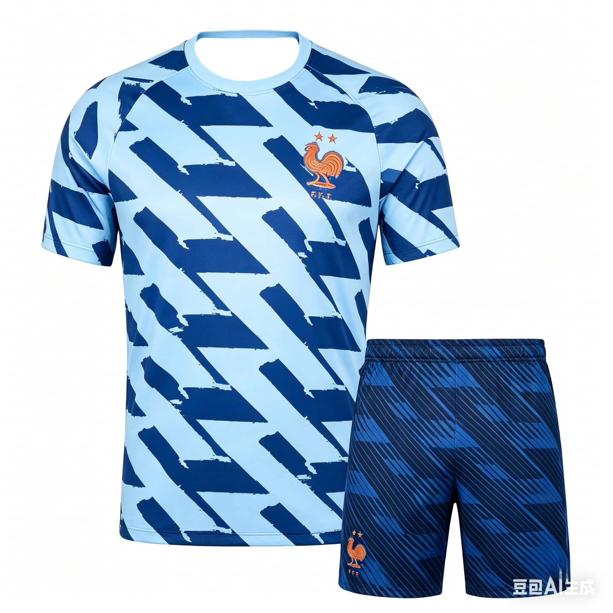 Nouvel ensemble de t-shirts pour hommes 2026 - Maillot de l'équipe nationale française - Tenue d'entraînement d'été - Haut de sport pour adulte - Short
